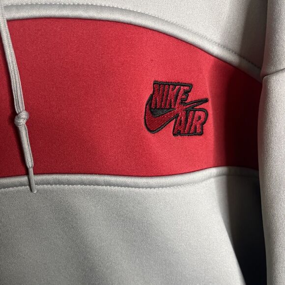 Nike Air Men's Size XL Gray and Red Fleece Lining Zip-Up Hoodie‎ Fits Like 3XL - Picture 2 of 11